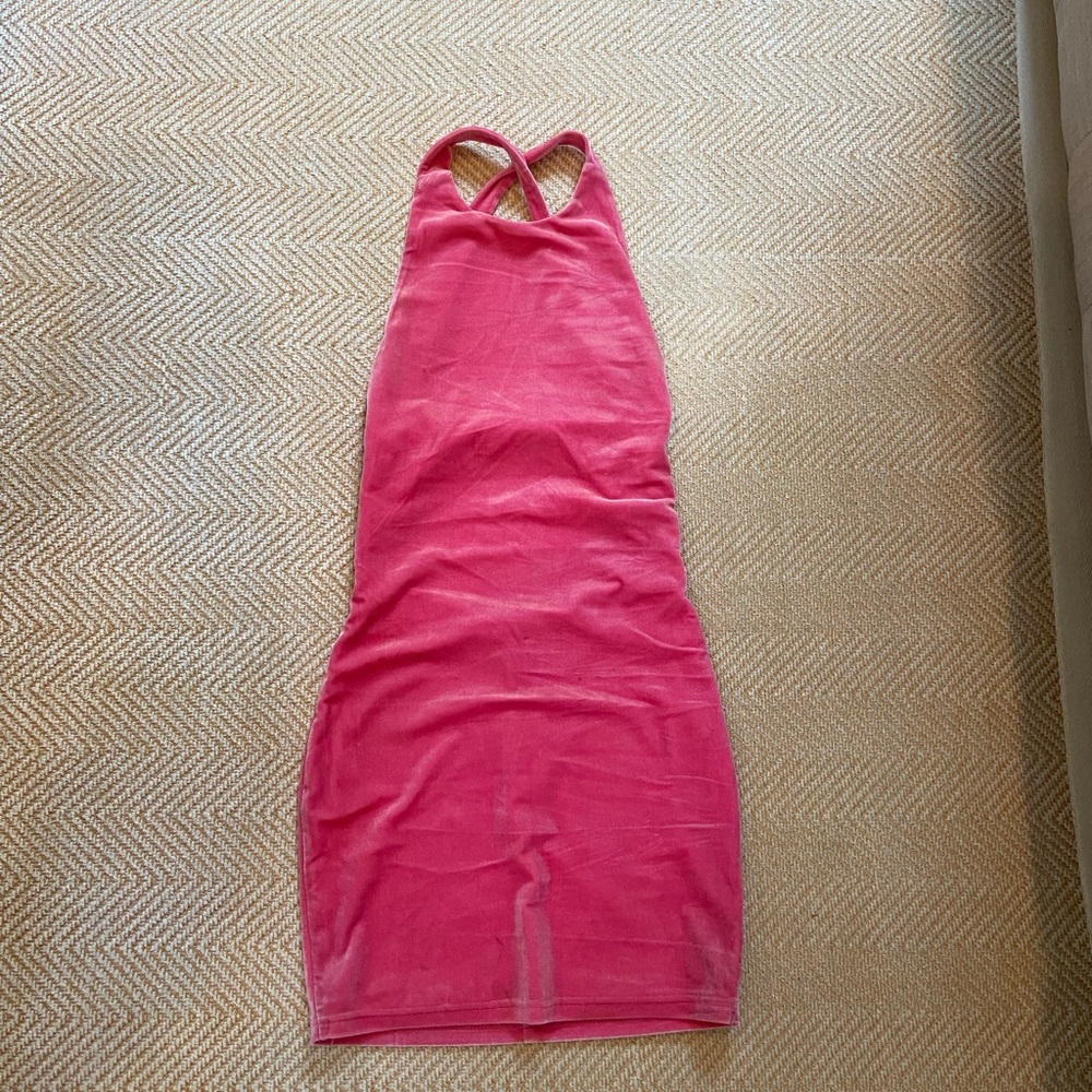 Superdown pink mini dress with crisscross open back